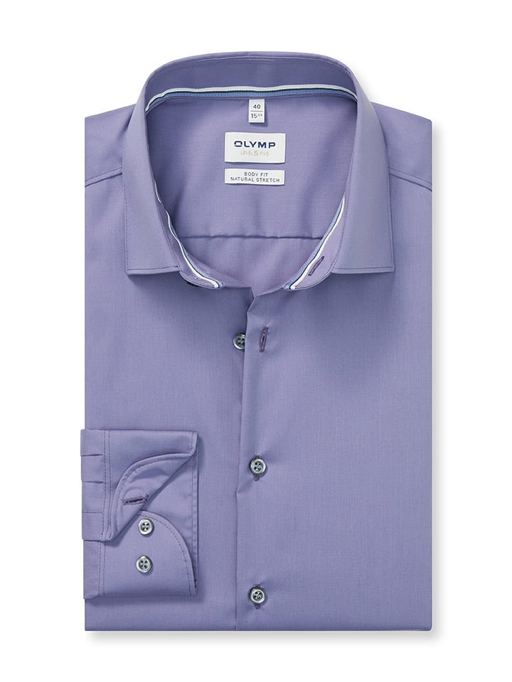 OLYMP Koszula "Level 5" - Body fit - w kolorze fioletowym rozmiar: 39
