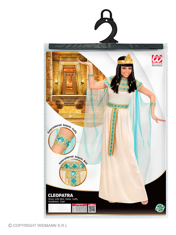 Carnival Party 6-częściowy kostium "Cleopatra" w kolorze turkusowo-kremowym rozmiar: S