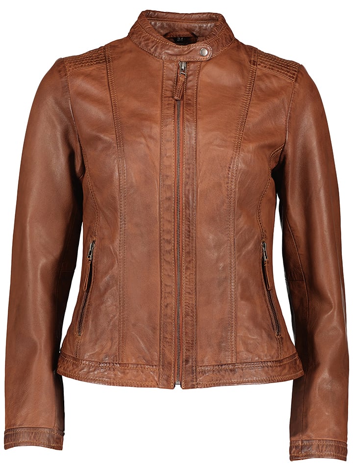 7eleven Skórzana kurtka "Ulla" w kolorze karmelowym rozmiar: 36