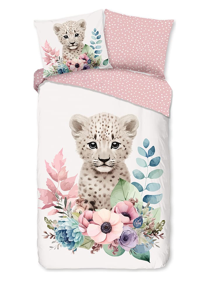 Good Morning Komplet pościeli "Sama" w kolorze biało-jasnoróżowym rozmiar: 135x200 cm