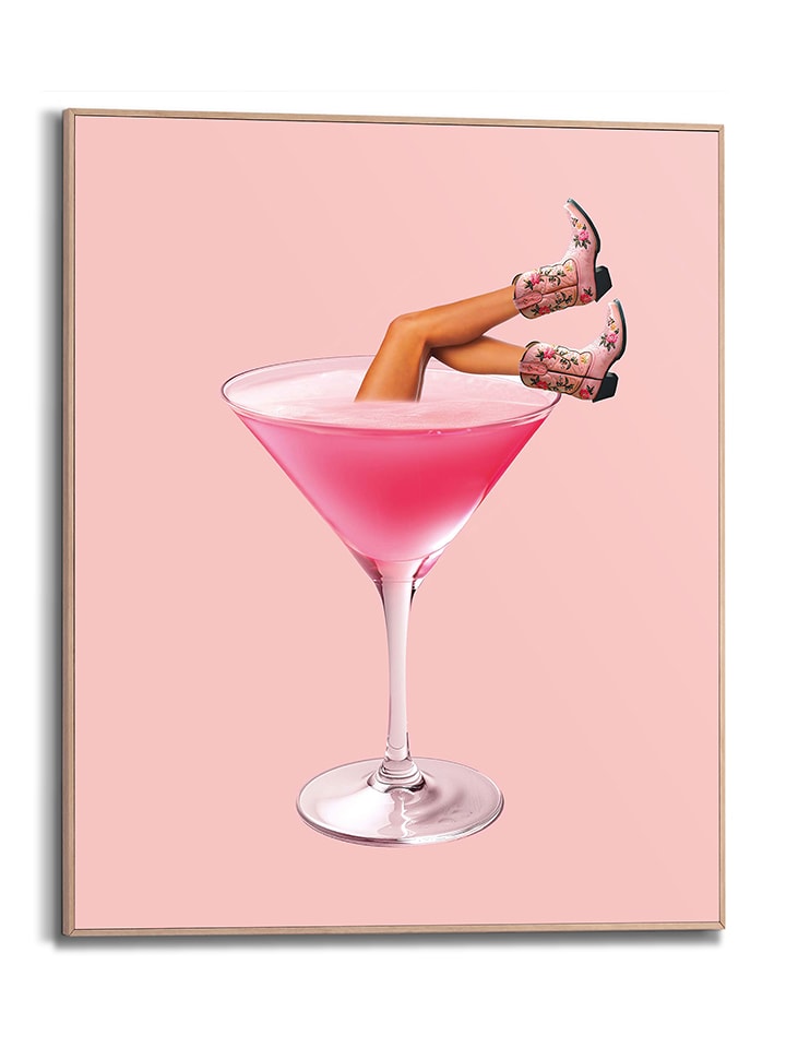 Orangewallz Druk artystyczny "Playful Pink Boots" w ramce rozmiar: 40x50 cm