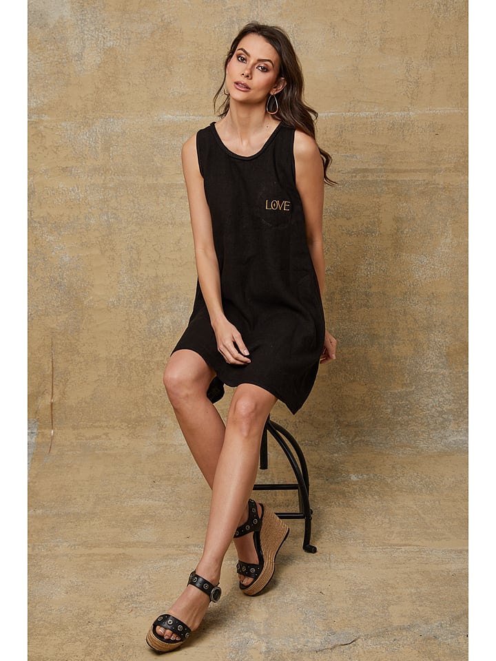 Joséfine Lniana sukienka "Carolyn" w kolorze czarnym rozmiar: L