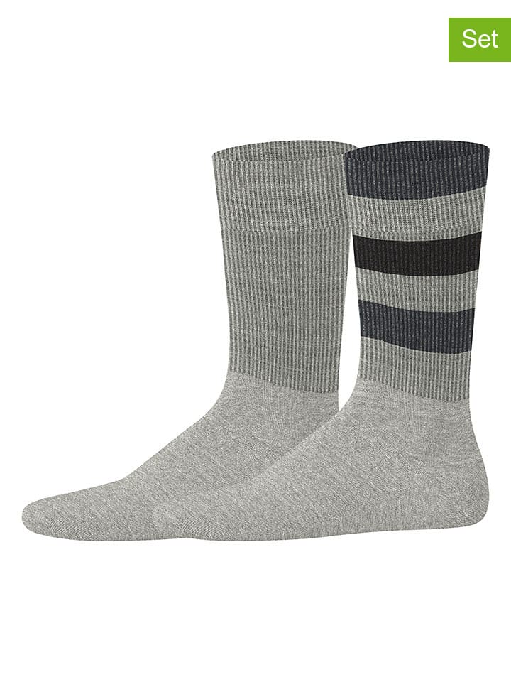 ESPRIT Skarpety (2 pary) "Block" w kolorze szarym rozmiar: 43-46