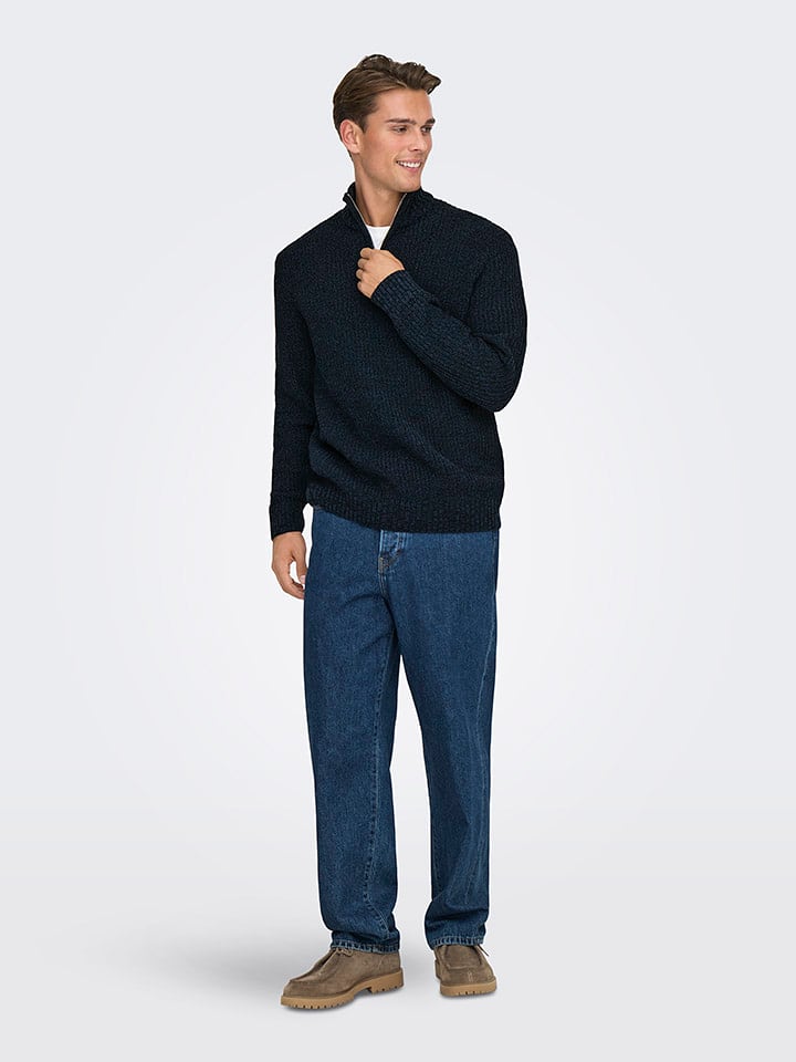 ONLY & SONS Sweter "Jion" w kolorze granatowym rozmiar: S