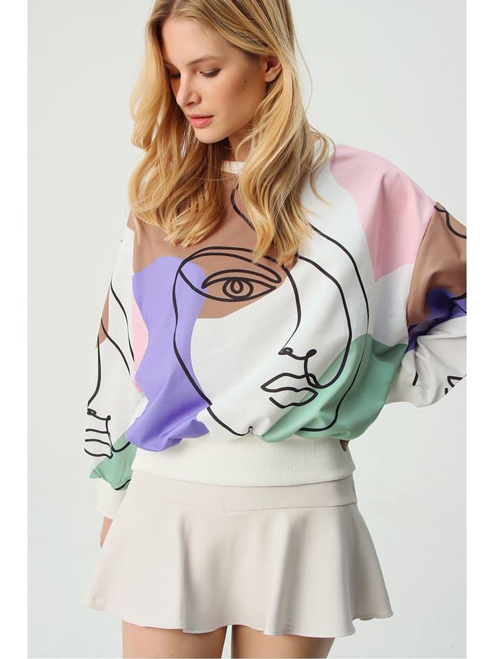 Trend Alacati Bluza w kolorze białym ze wzorem rozmiar: S