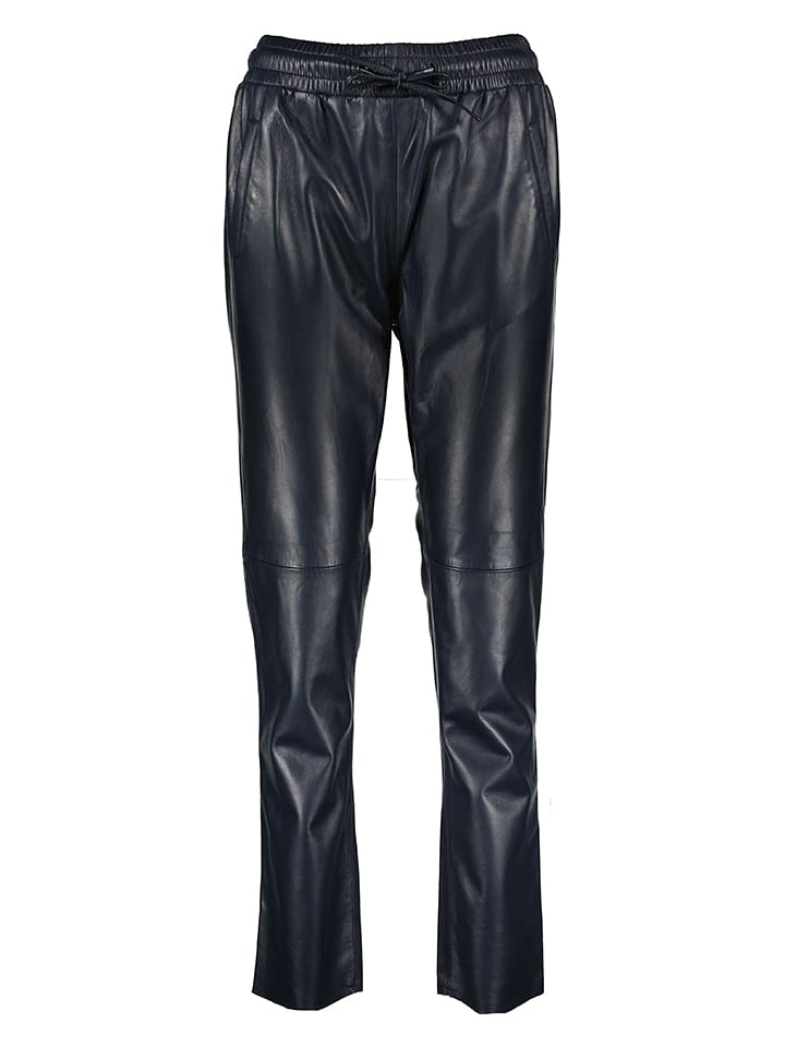 BLUE MONKEY Skórzane spodnie w kolorze granatowym rozmiar: 40