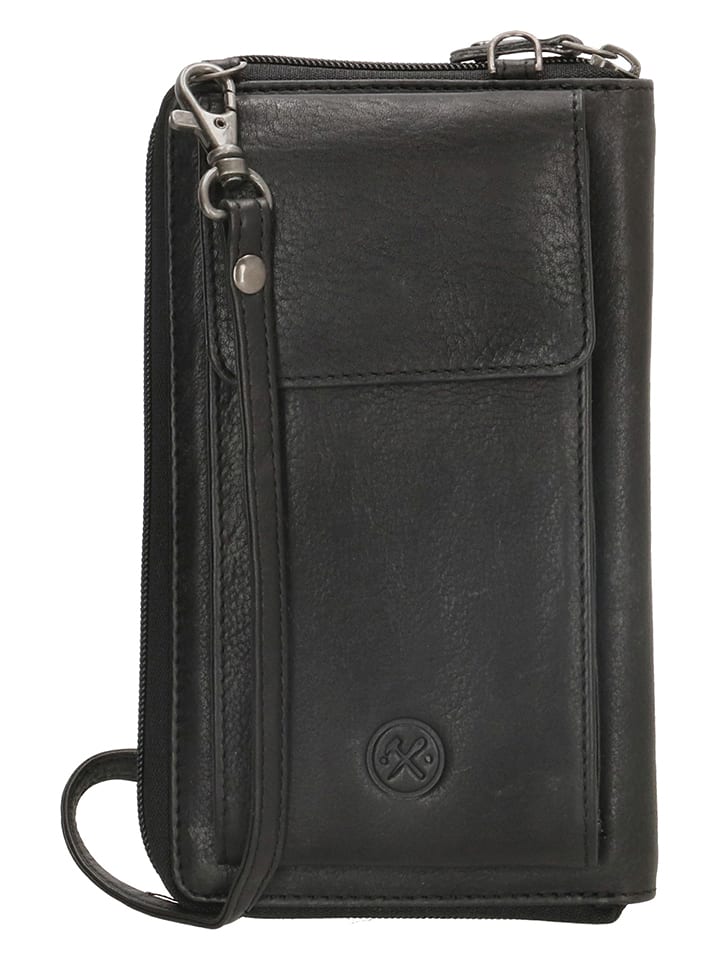 HIDE & STITCHES Skórzana torebka w kolorze czarnym na telefon - 11,5 x 19 x 3 cm rozmiar: onesize