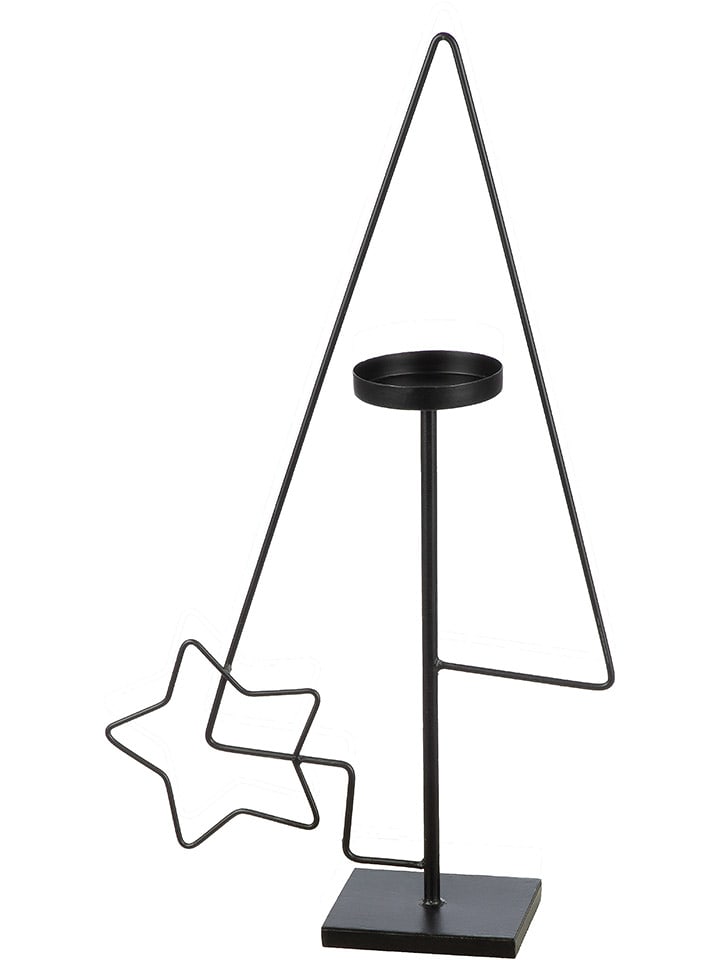 GILDE Świecznik "Star in Tree" w kolorze czarnym - 33 x 57 x 10 cm rozmiar: onesize