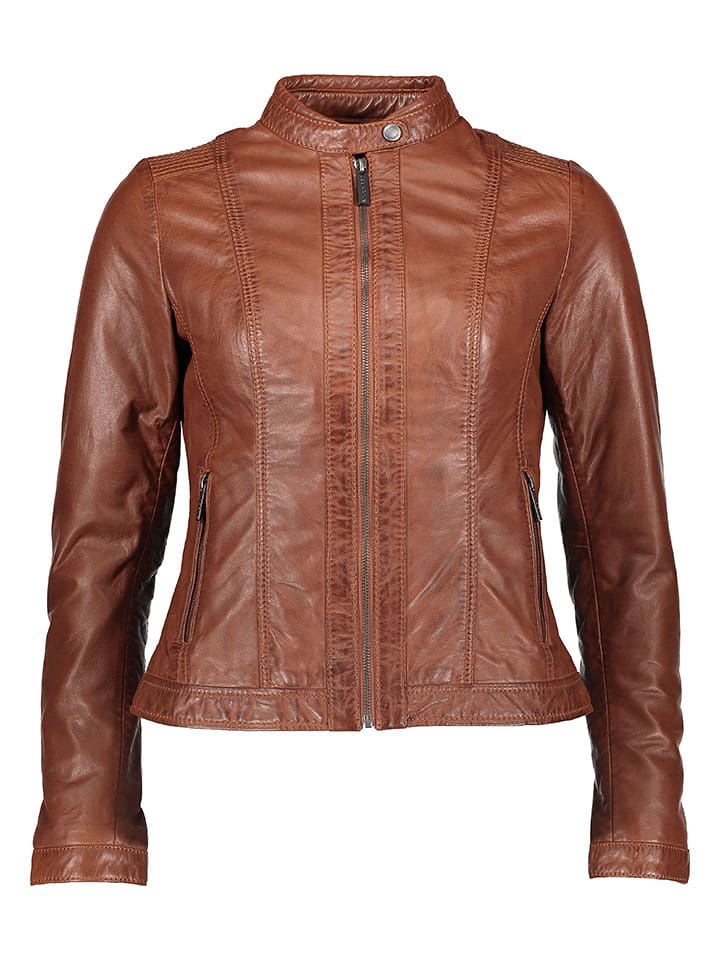 Bugatti Skórzana kurtka w kolorze jasnobrązowym rozmiar: 36