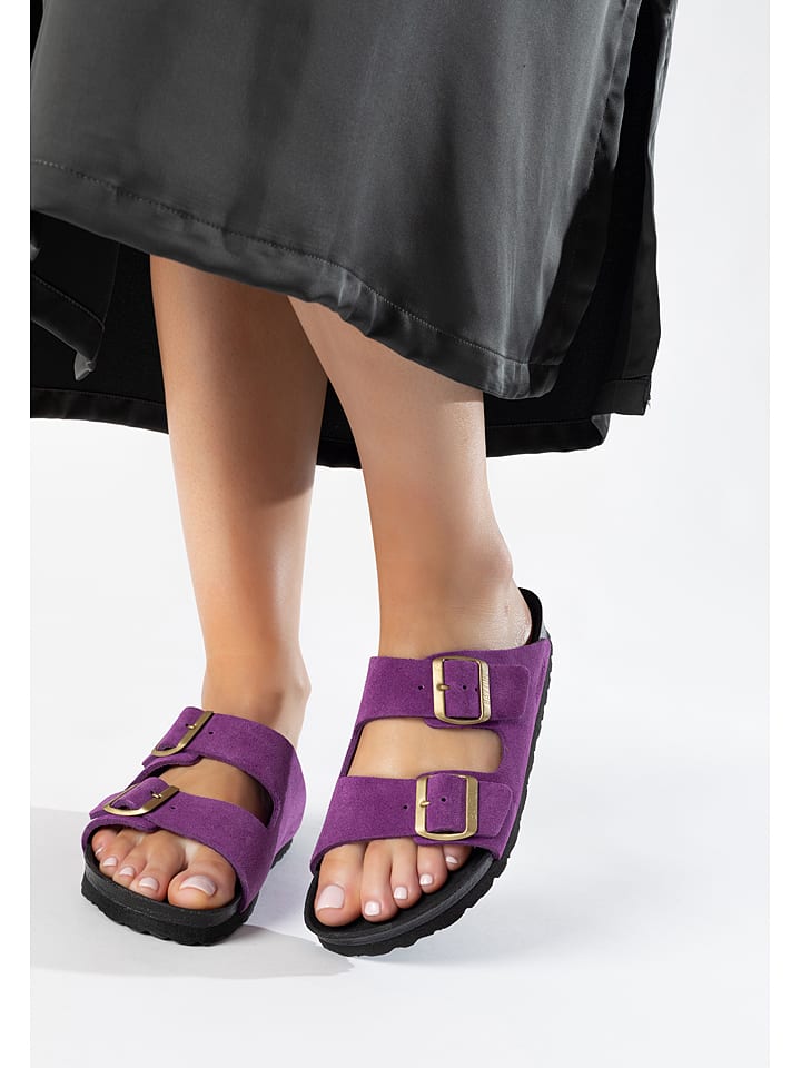 BAYTON Skórzane klapki "Atlas" w kolorze fioletowym rozmiar: 38