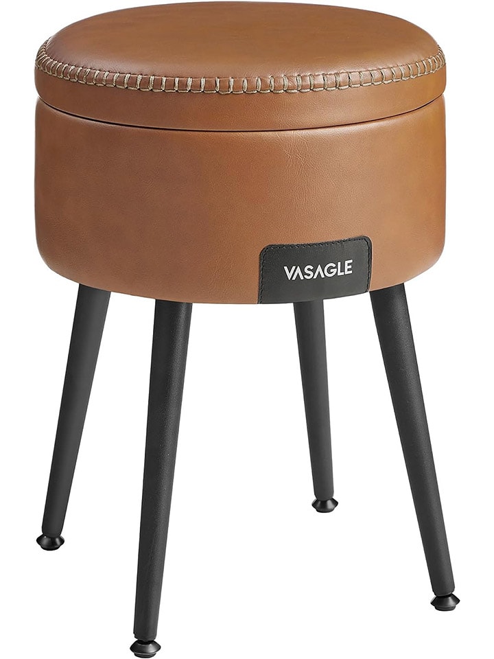 Songmics Hocker w kolorze jasnobrązowym ze schowkiem - wys. 44,4 x Ø 32 cm rozmiar: onesize