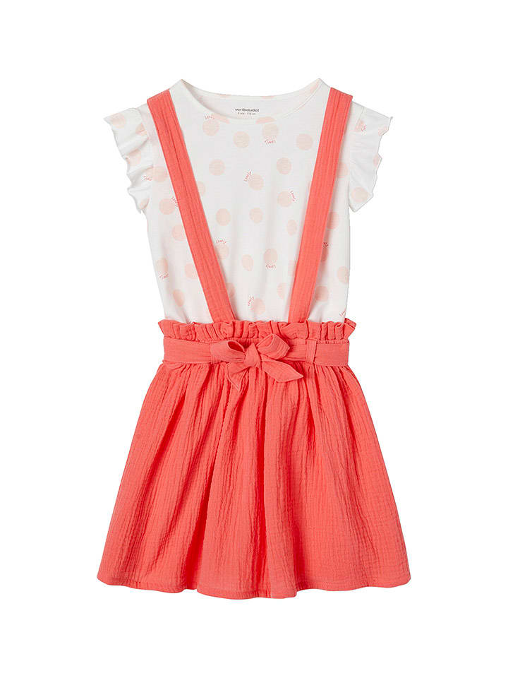 vertbaudet 2-częściowy zestaw w kolorze pomarańczowo-białym rozmiar: 116