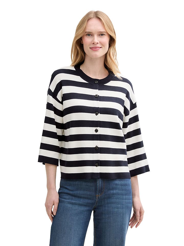 Tom Tailor Bluzka w kolorze granatowo-kremowym rozmiar: M