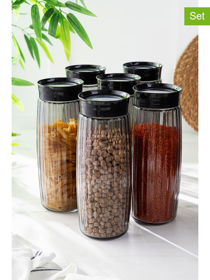 Hermia Pojemniki (6 szt.) w kolorze czarnym - wys. 26 x Ø 10 cm rozmiar: onesize