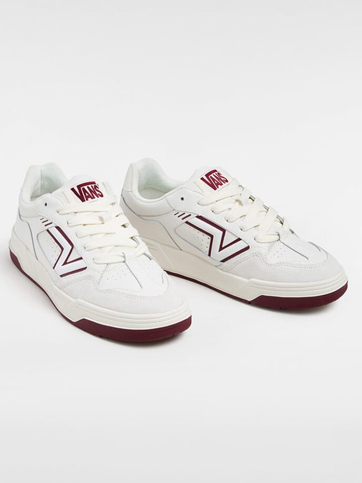 Vans Skórzane sneakersy "Upland" w kolorze kremowo-bordowym rozmiar: 44,5