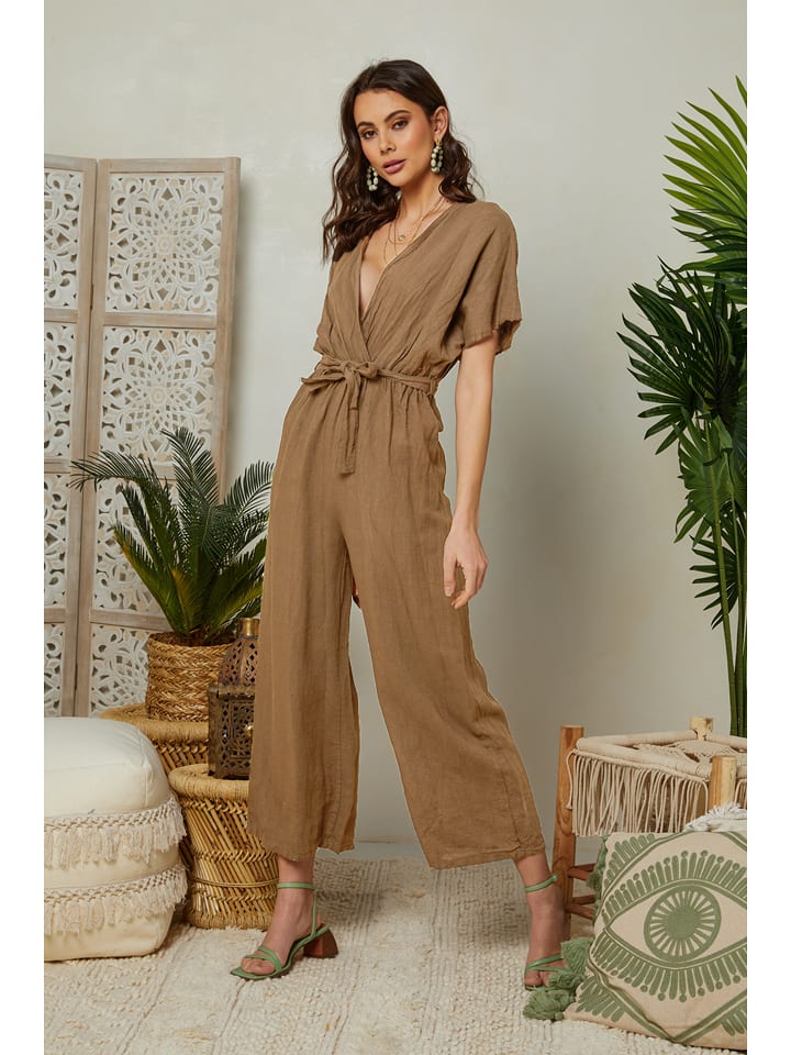 Lin Passion Lniany kombinezon w kolorze beżowym rozmiar: 36/38