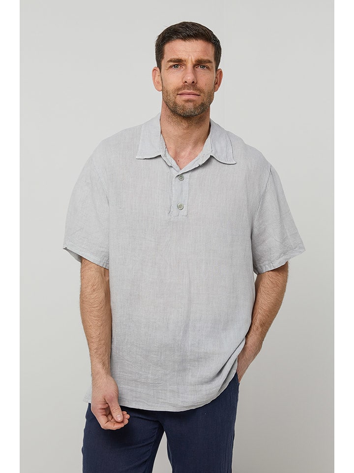 Rodier Lin Lniana koszulka polo w kolorze jasnoszarym rozmiar: L/XL