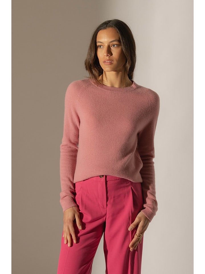 Perfect Cashmere Kaszmirowy sweter "Whitney" w kolorze szaroróżowym rozmiar: L