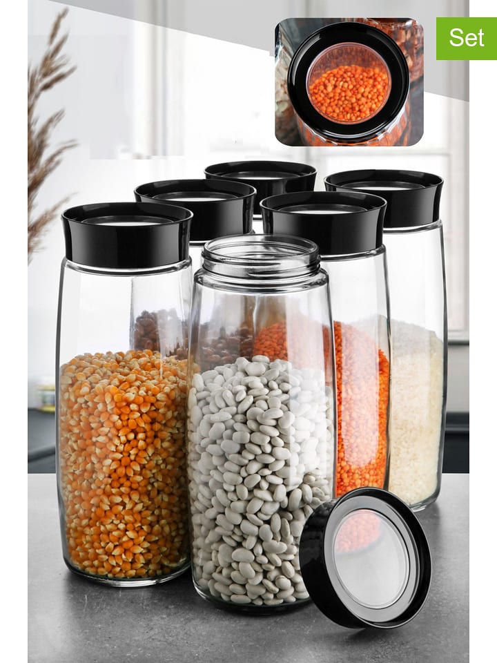 Violeta Home Pojemniki (6 szt.) w kolorze czarnym - 1,6 l rozmiar: onesize