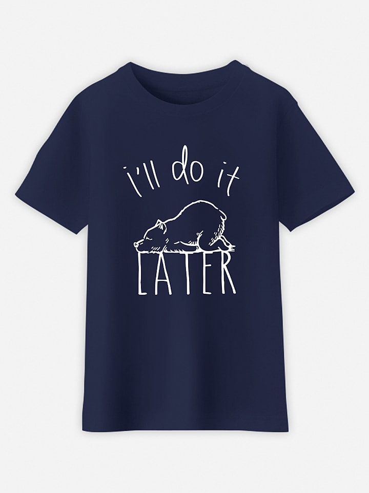 WOOOP Koszulka "I'll do it later" w kolorze granatowym rozmiar: 152