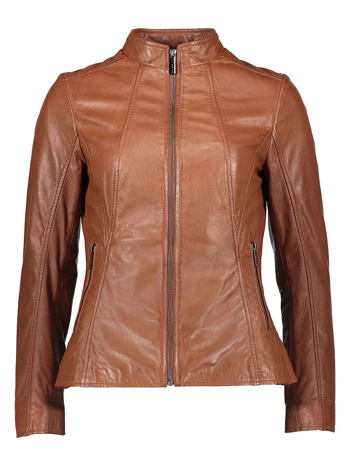 Bugatti Skórzana kurtka w kolorze jasnobrązowym rozmiar: 36