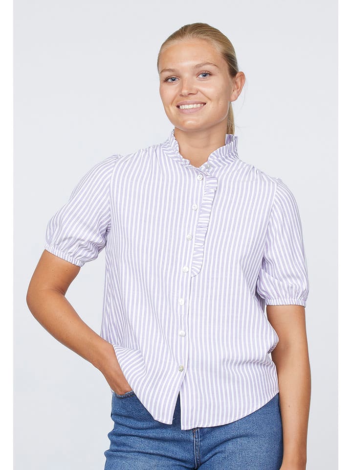 SisterS point Bluzka w kolorze lawendowo-białym rozmiar: XS