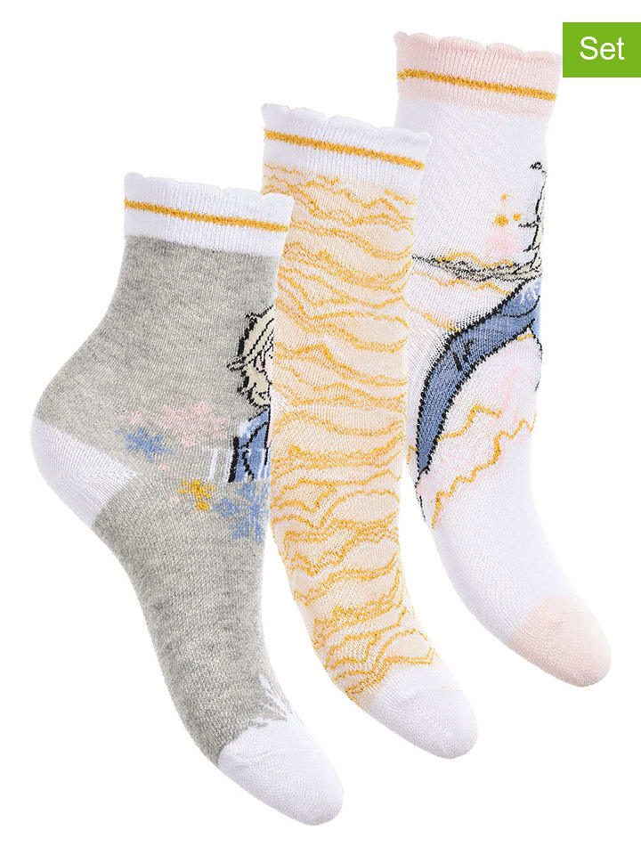 Disney Frozen Skarpety (3 pary) "Kraina Lodu" ze wzorem rozmiar: 23-26