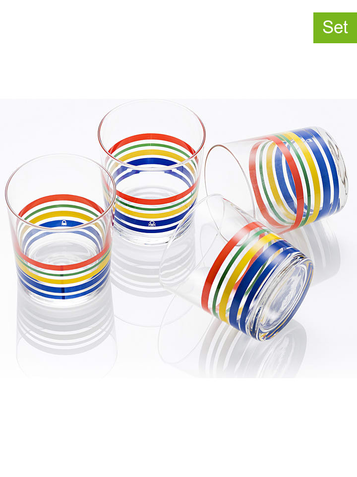 Benetton Szklanki (4 szt.) ze wzorem - 345 ml rozmiar: onesize