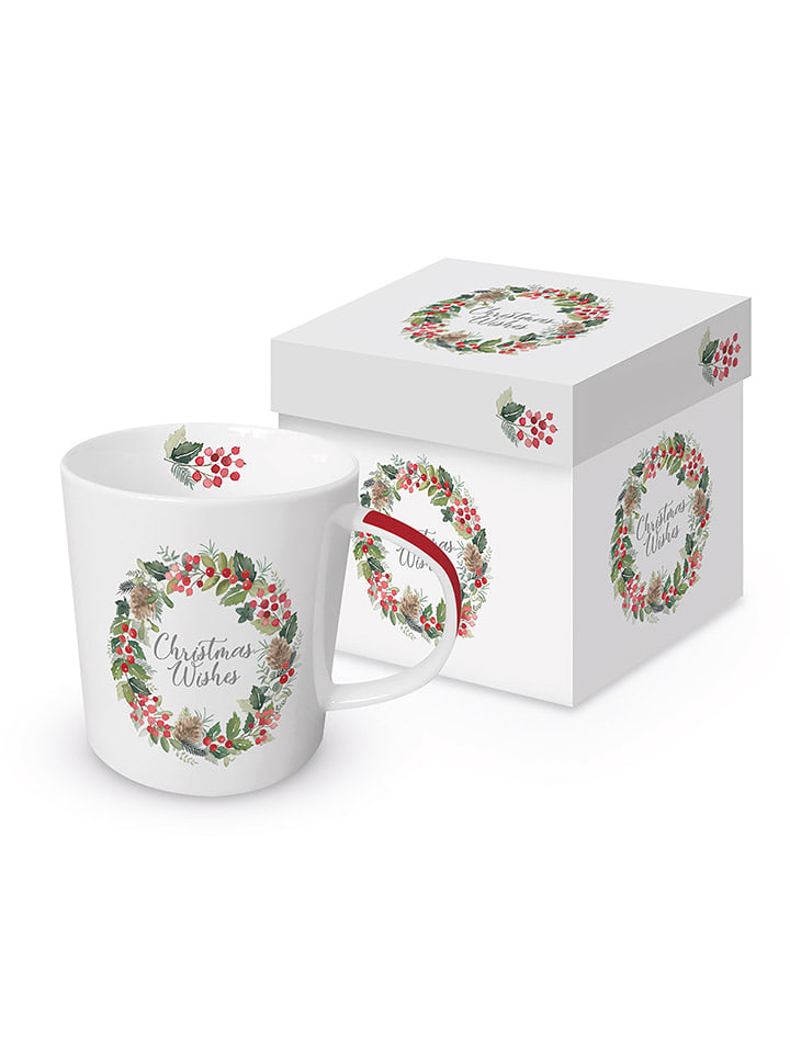 ppd Kubek jumbo "Merry Wreath" w kolorze białym - 350 ml rozmiar: onesize