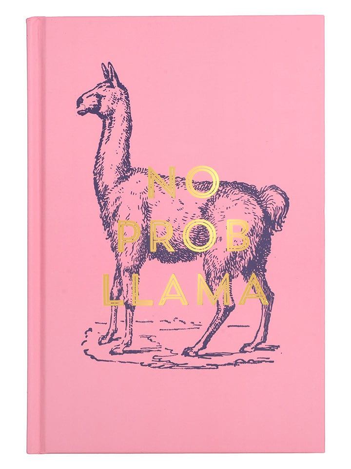 DESIGNWORKS INK ® Notatnik "No Prob Lama" w kolorze jasnoróżowym - 21,6 x 14,6 cm rozmiar: onesize