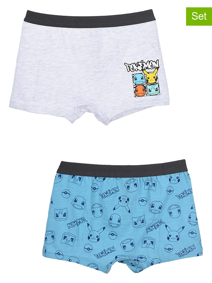 Pokémon Bokserki (2 pary) "Pokemon" w kolorze błękitno-jasnoszarym rozmiar: 116-128