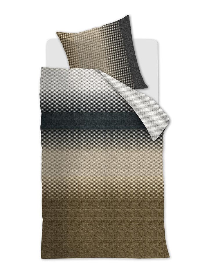 Beddinghouse Komplet pościeli satynowej "Duco" w kolorze oliwkowo-antracytowym rozmiar: 155x220 cm