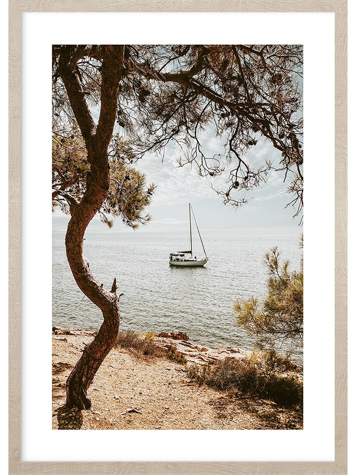 Ars Longa Druk artystyczny "Yacht by the shore" w ramce rozmiar: 50x70 cm