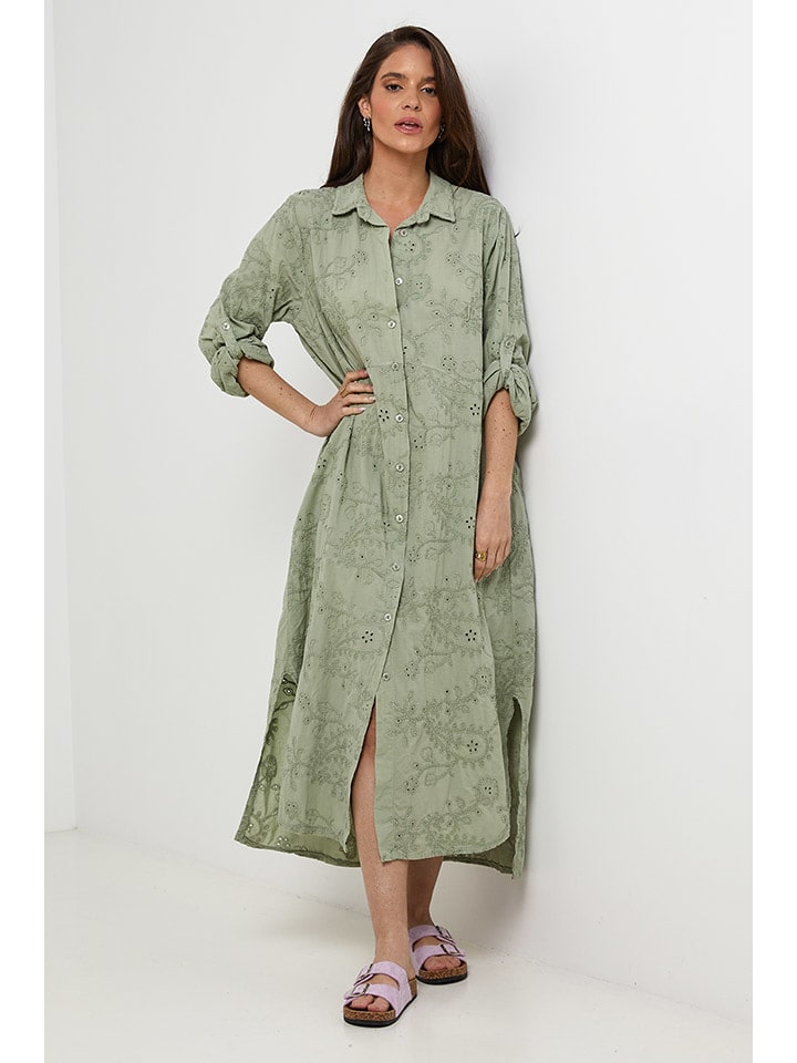 Rodier Lin Lniana sukienka w kolorze khaki rozmiar: M/L