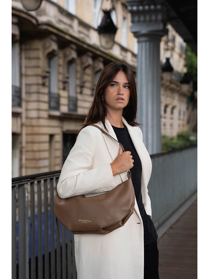 maison héritage PARIS Skórzana torebka "Valle" w kolorze szarobrązowym - 44 x 21 cm rozmiar: onesize