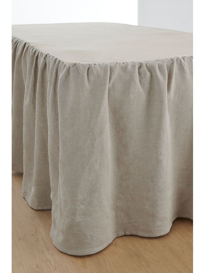 Ellos Home Lniana falbana "Candice" w kolorze beżowym na łóżko rozmiar: 120x200 cm