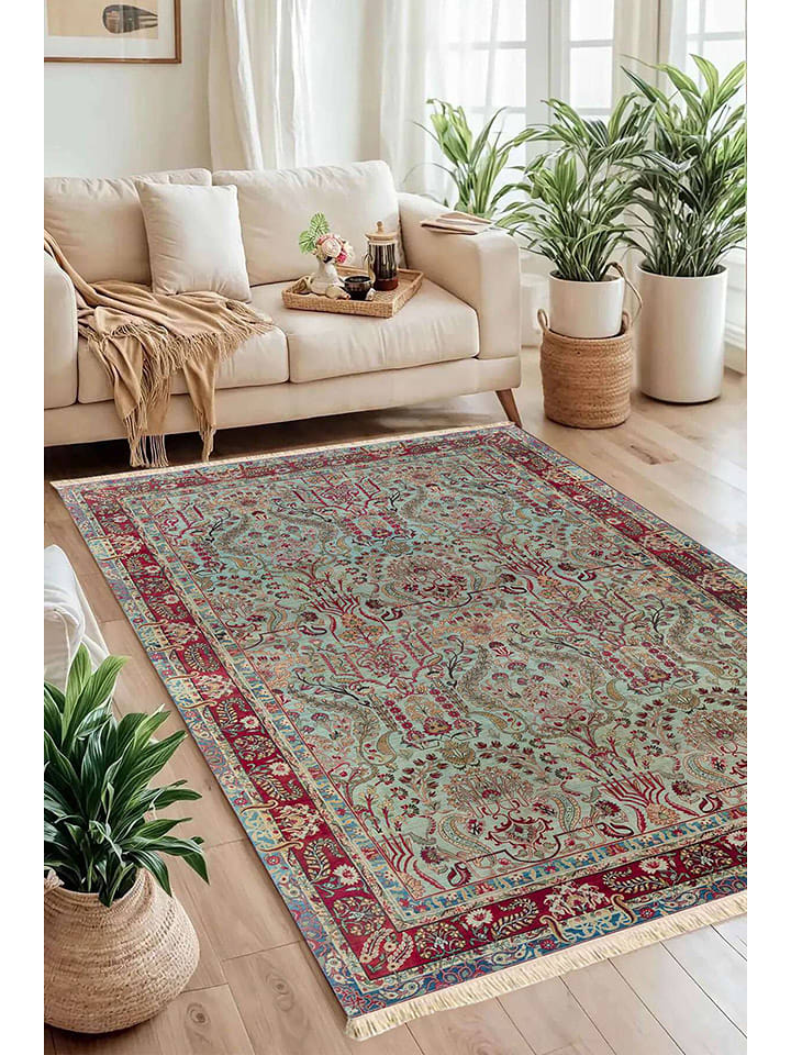 Conceptum Hypnose Dywan bawełniany "157" w kolorze błękitno-czerwonym rozmiar: 50x80 cm