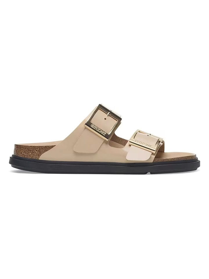 Birkenstock Skórzane klapki "Arizona" w kolorze beżowym rozmiar: 38