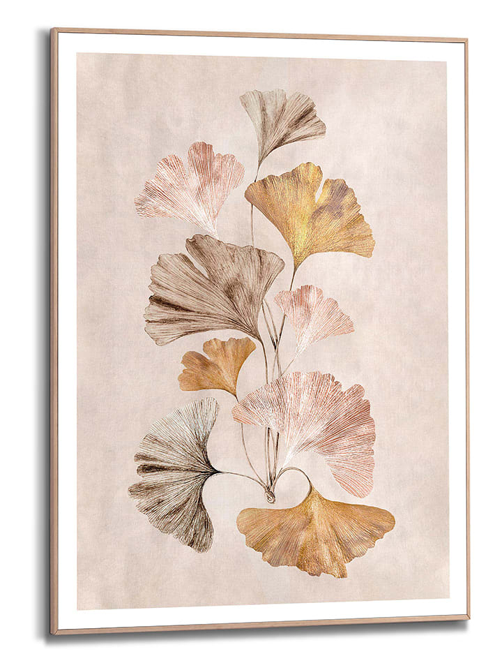 Orangewallz Druk artystyczny "Ginkgo Leafs" w ramce rozmiar: 50x70 cm