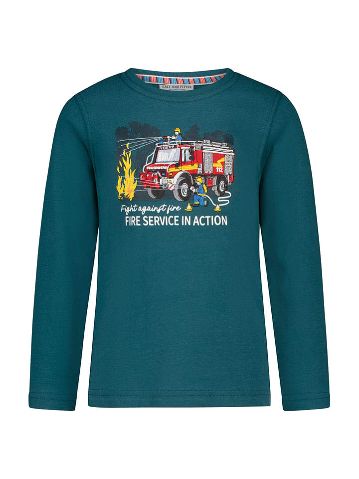 Salt and Pepper Koszulka "Fire service" w kolorze zielonym rozmiar: 104/110