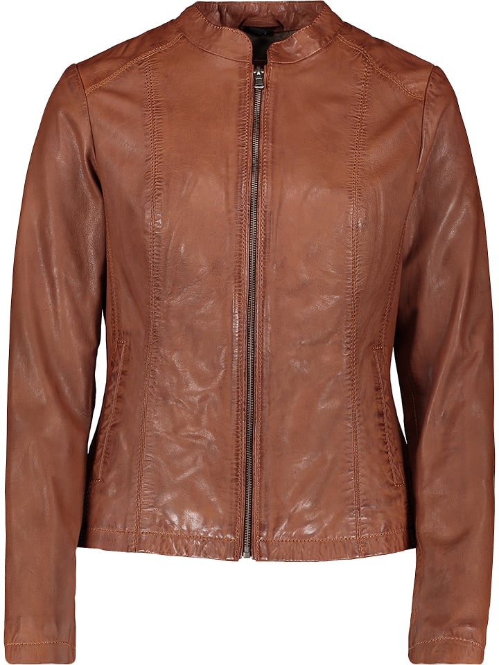 7eleven Skórzana kurtka "Leika" w kolorze jasnobrązowym rozmiar: 40