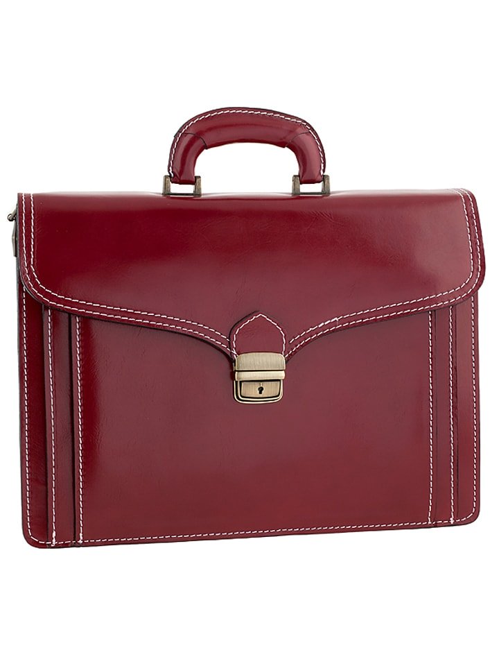 ORE10 Skórzana aktówka "Napoli" w kolorze bordowym - 41 x 31 x 18 cm rozmiar: onesize