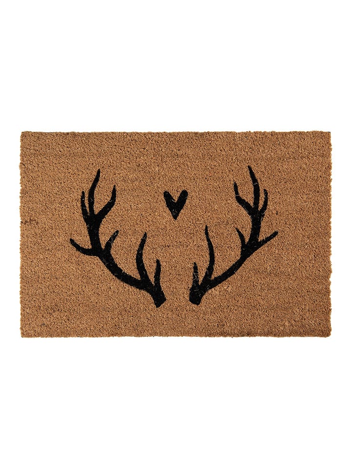 Clayre & Eef Wycieraczka w kolorze jasnobrązowo-czarnym z włókna kokosowego - 60 x 40 cm rozmiar: onesize