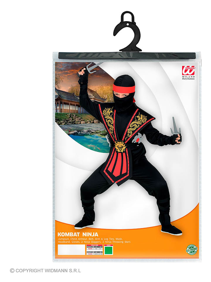 Carnival Party 10-częściowy kostium "Kombat Ninja" w kolorze czerwono-czarnym rozmiar: 116