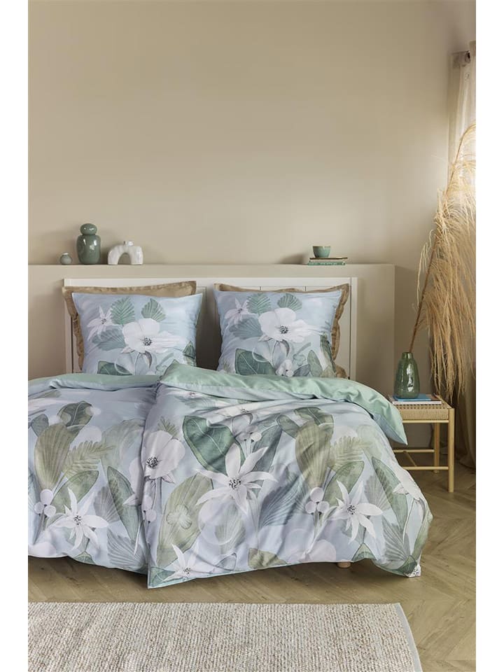 Beddinghouse Komplet pościeli satynowej "Eva" w kolorze błękitno-zielonym rozmiar: 135x200 cm