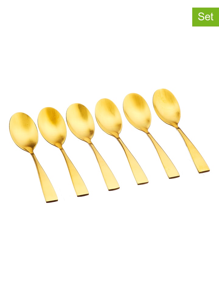 Björn Łyżeczki (6 szt.) "Sven" w kolorze złotym do kawy - dł. 14 cm rozmiar: onesize