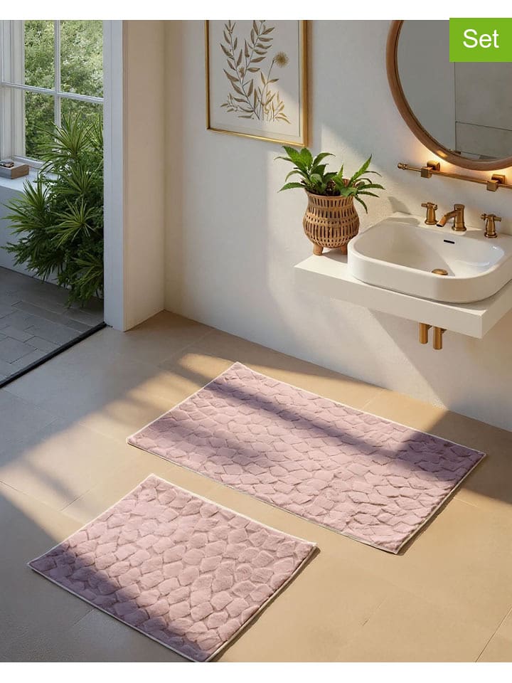 Elizabed Dywaniki łazienkowe (2 szt.) "Rabbit" w kolorze jasnoróżowym rozmiar: onesize