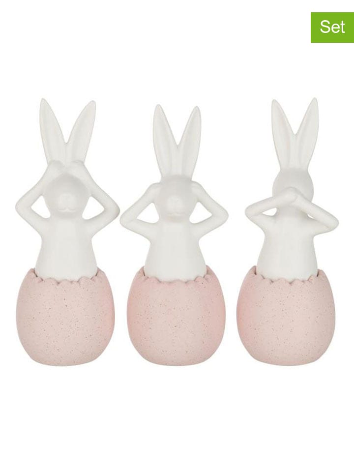 J Line Figurki dekoracyjne (3 szt.) w kolorze jasnoróżowo-białym - wys. 25 x Ø 9 cm rozmiar: onesize