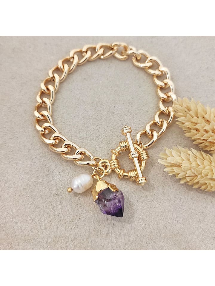 Nakkash Pozłacana bransoletka z ametystem rozmiar: onesize