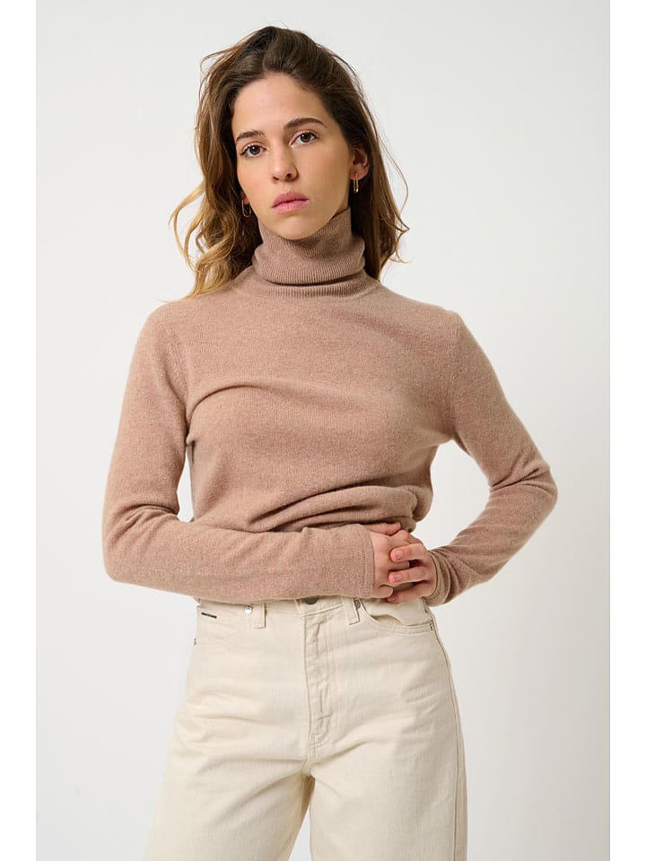 AUTHENTIC CASHMERE Kaszmirowy golf "Bise" w kolorze beżowym rozmiar: M